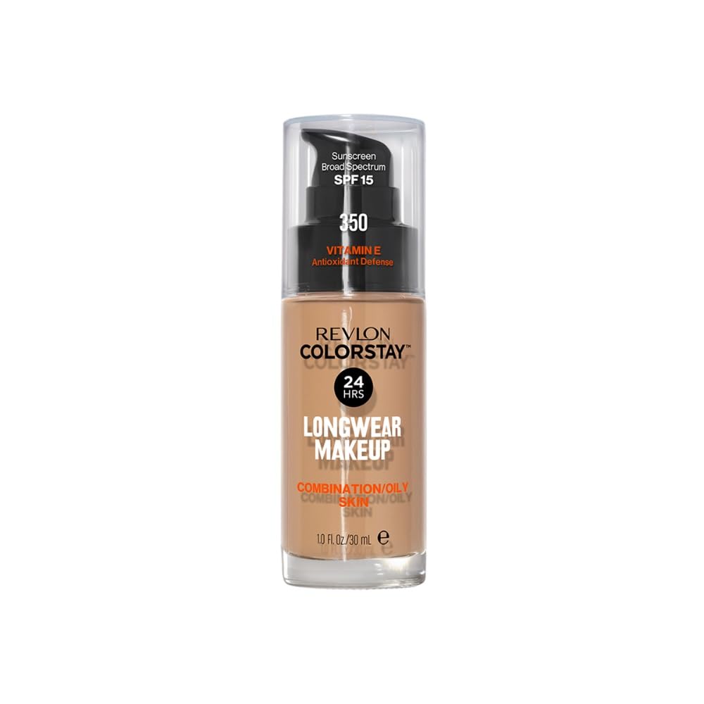 Revlon Liquid Foundation, ColorStay Face Makeup for Combination & Oily Skin, SPF 15, Medium-Full Coverage with Matte Finish, 180 Sand Beige, 1 Fl Oz
