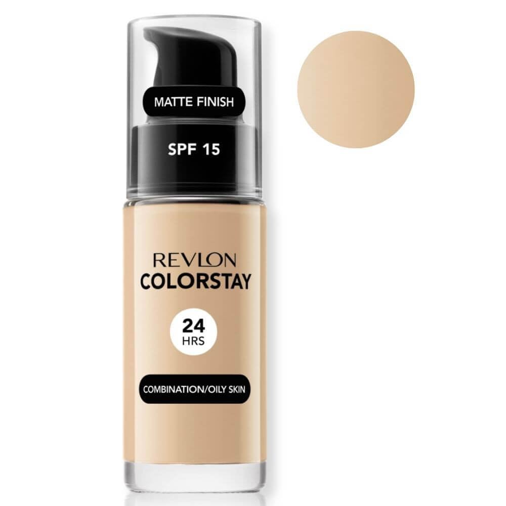 Revlon Liquid Foundation, ColorStay Face Makeup for Combination & Oily Skin, SPF 15, Medium-Full Coverage with Matte Finish, 180 Sand Beige, 1 Fl Oz