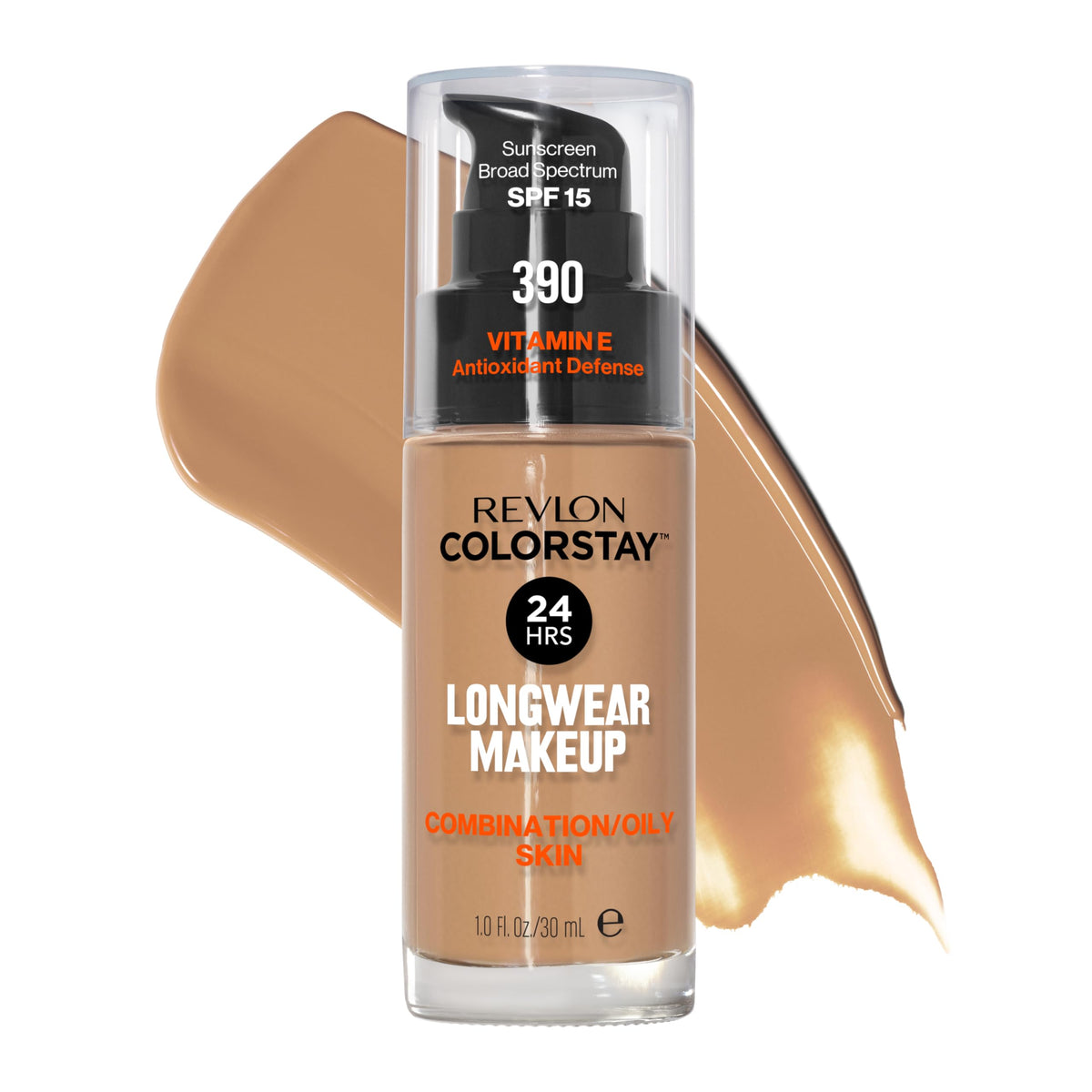 Revlon Liquid Foundation, ColorStay Face Makeup for Combination & Oily Skin, SPF 15, Medium-Full Coverage with Matte Finish, 180 Sand Beige, 1 Fl Oz