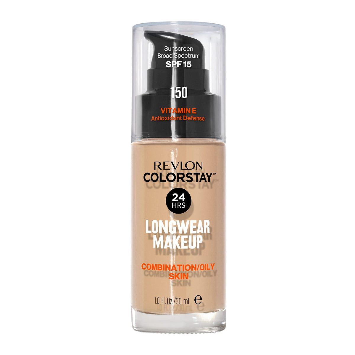 Revlon Liquid Foundation, ColorStay Face Makeup for Combination & Oily Skin, SPF 15, Medium-Full Coverage with Matte Finish, 180 Sand Beige, 1 Fl Oz