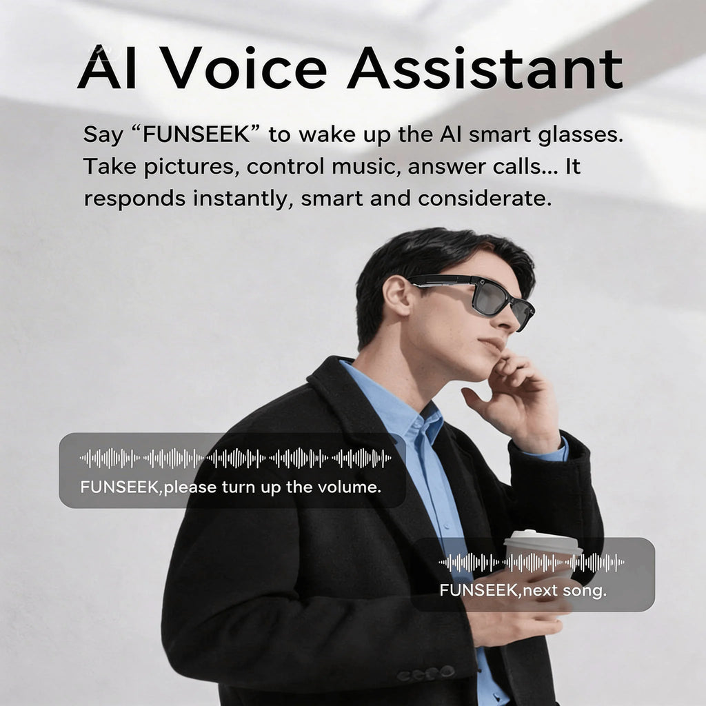 Smart Glasses with AI Real-Time Translation and 8MP Camera
