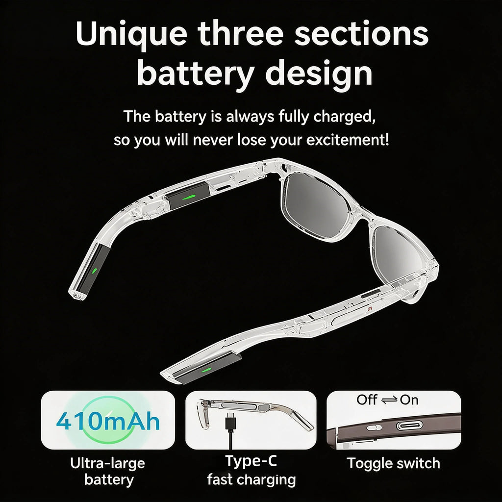 Smart Glasses with AI Real-Time Translation and 8MP Camera
