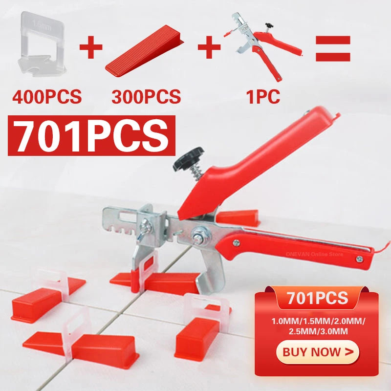 Tile Leveling System Kit Spacers and Reusable Wedges